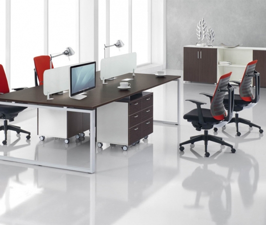 四平鋼腳桌上屏（帶活動(dòng)柜）